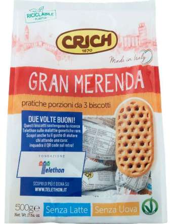 CRICH GRAN MERENDA PORZIONI DA 3 BISCOTTI GR 500