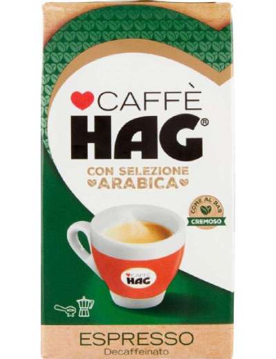 HAG DECAFFEINATO CAFFE' MACINATO ESPRESSO ARABICA GR 250