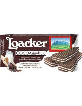 LOACKER WAFER CACAO & MILK GR 175