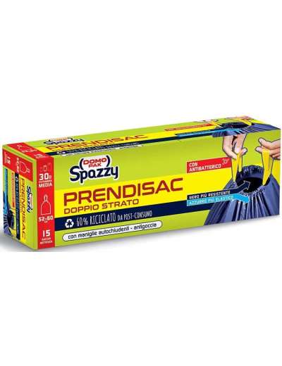 DOMOPAK SPAZZY PRENDI SAC 52X60 15 PZ DOPPIO STRATO BLU/NERO