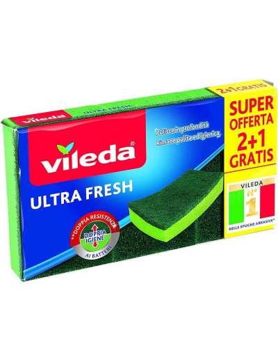 VILEDA ULTRA FRESH SPUGNA ABRASIVA PEZZI 2+1