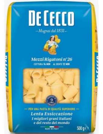 DE CECCO 26 MEZZI RIGATONI GR 500