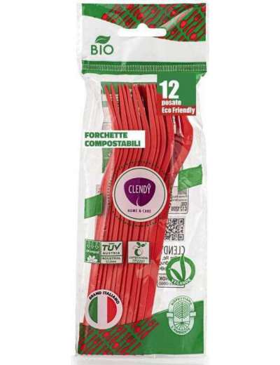 CLENDY BIO FORCHETTE ROSSE 12 PZ