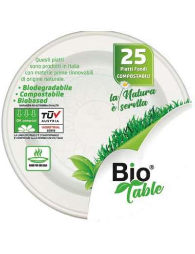 BIOTABLE PIATTI FONDI BIO 25 PZ