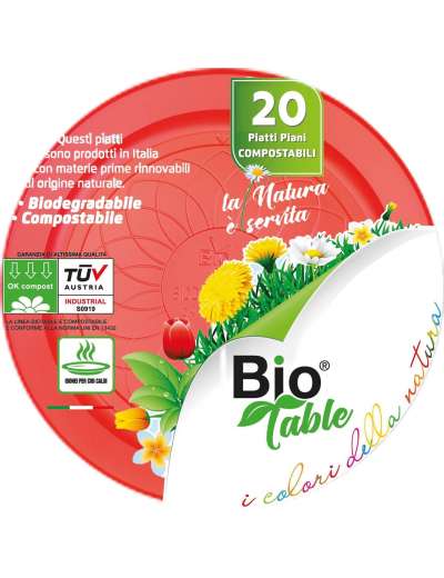 BIOTABLE PIATTI PIANI EXTRA RIGIDI ROSSI