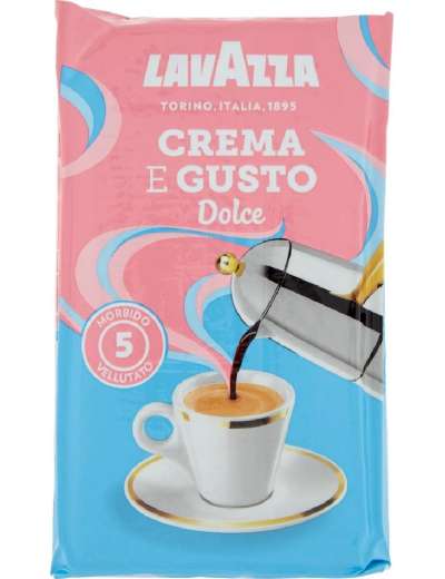 LAVAZZA CREMA E GUSTO DOLCE MORBIDO E VELLUTATO CAFFE' MACINATO GR 250