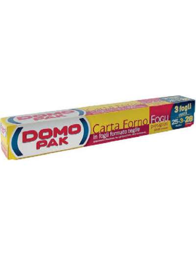 DOMOPAK CARTA FORNO FOGLI FORMATO TEGLIE 25+3