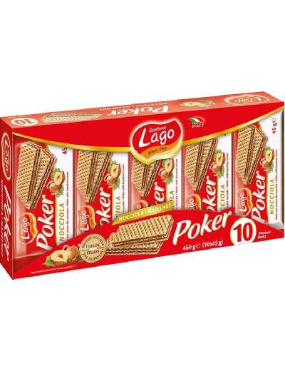 LAGO WAFER NOCCIOLA POKER GR 45 X 10 PORZIONI GR 450