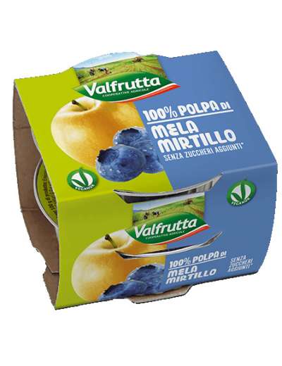 VALFRUTTA POLPA MELA MIRTILLO GR 100X2