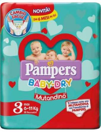 PAMPERS BABY DRY MUTANDINO TAGLIA 3 MIDI 6-11KG PZ 19
